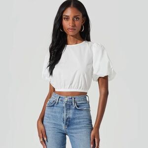 Astr the Label Shirt Womens Medium White Lace Up Poplin Top